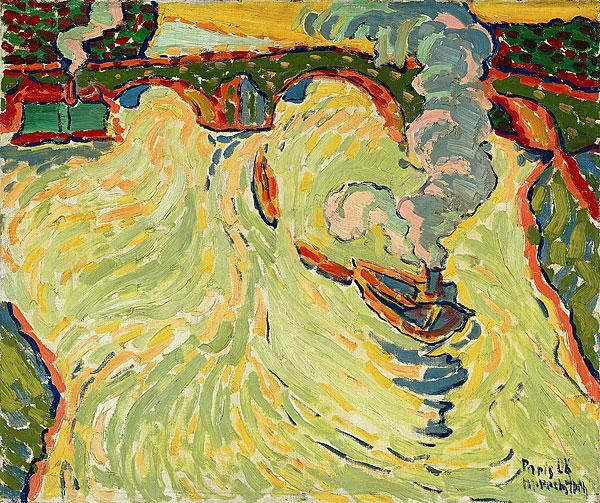 Bridge over the Seine with Small Steamer, Max Pechstein